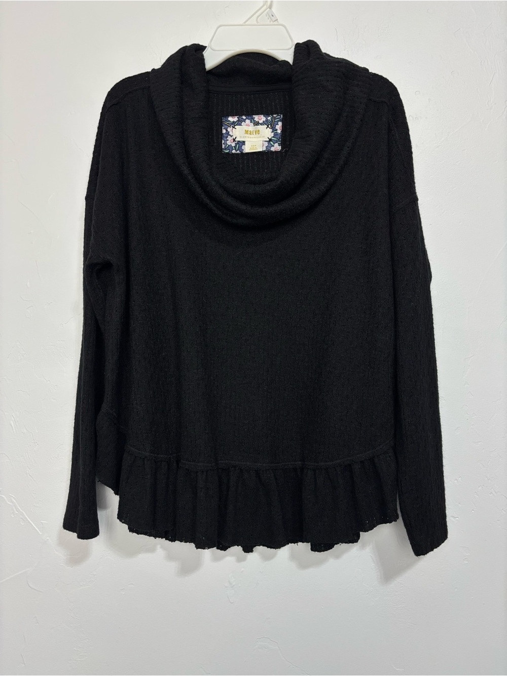 Maeve Anthropologie Addie Ruffled Hacci Pullover Sweater Cowl Neck XSP Petite